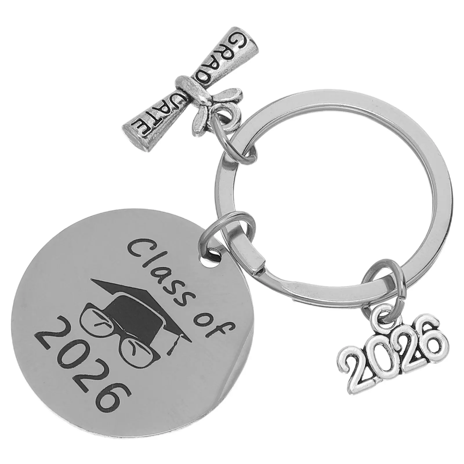 Class of 2026 Graduation Keychain Stainless Steel Academic Achievement Commemorative Keyring for College Graduation Party Favor