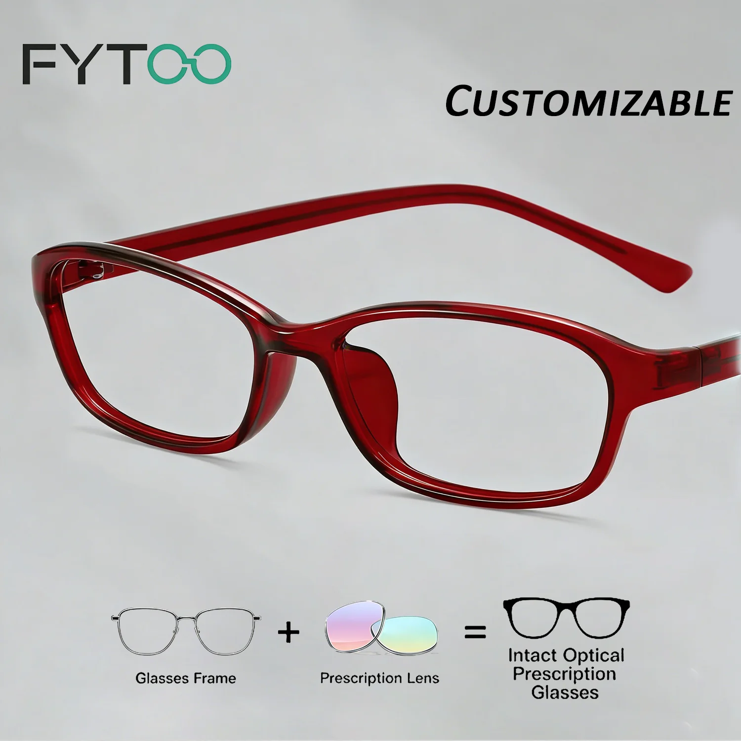 

Red TR Frame Myopia Prescription Eyeglasses Lightweight Anti-allergy Corrective Comfortable Nearsighted Eyewear for Women 6375