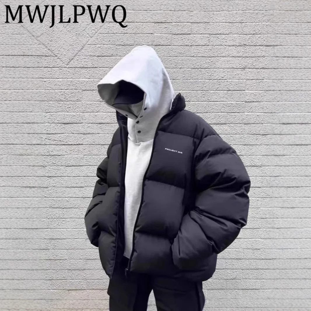 MWJLPWQ النمط الأمريكي سميكة الشتاء فيبي معطف القطن مبطن شارع العليا الوقوف طوق تصميم كم طويل بلايز عادية 12382