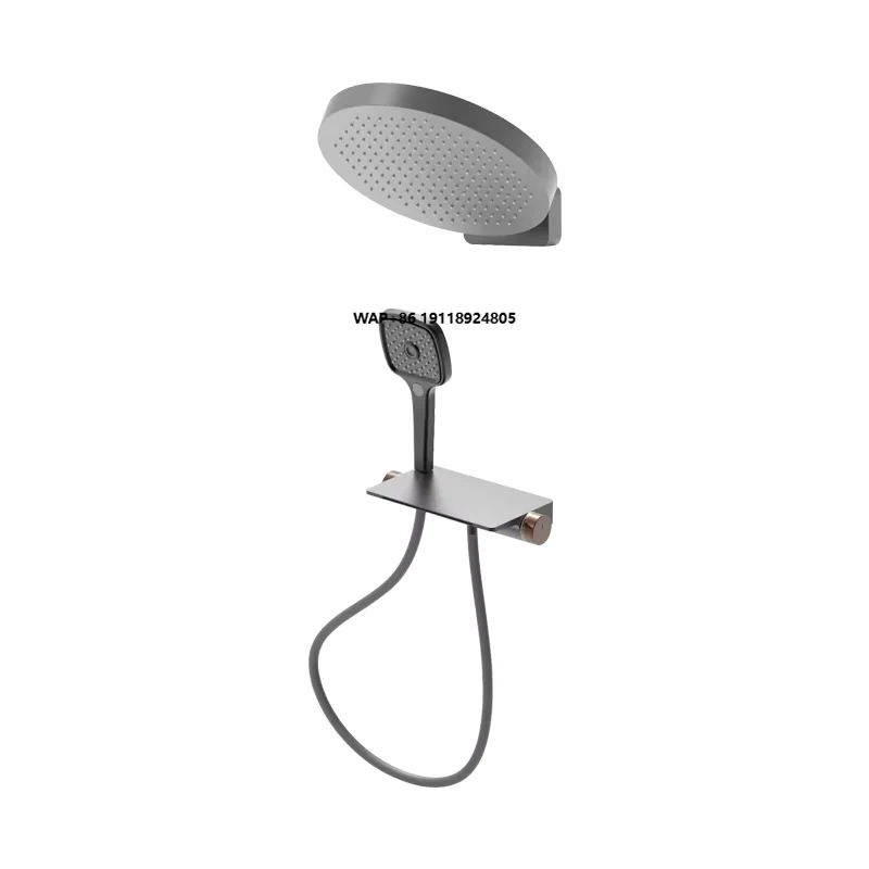 New Design Item Round Shower Shower with Handheld Sprayer Wall Mount  Gray Bathroom Shower System Set