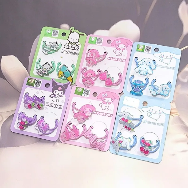 

Kawaii Hello Kitty Hair Accessories Small Rubber Band Set Headwear Cute Cartoon Sweet Girl Supplies Student Gift Wholesale