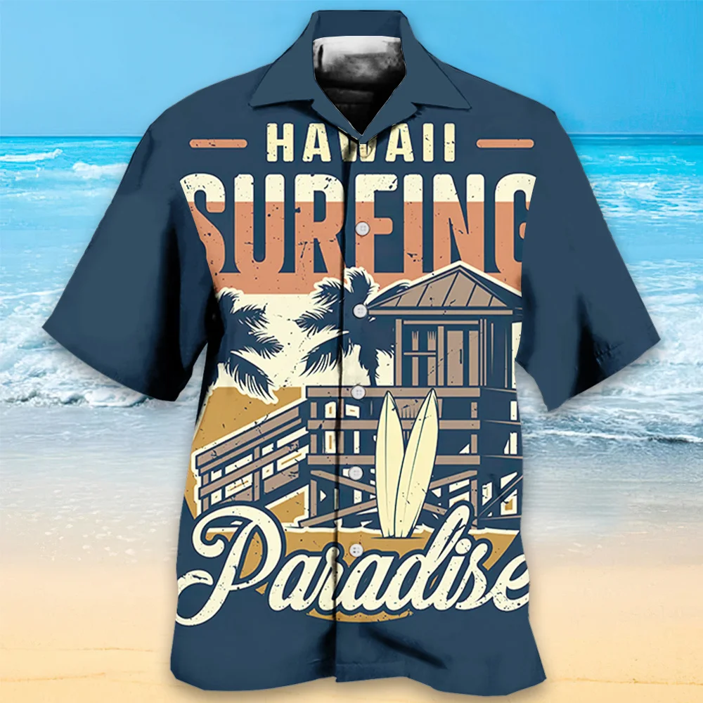 

Surfing Sports Men's Shirt 3d Print Hawaiian Shirts Beach Casual Cuban Collar Shirts For Men Loose Oversized Short Sleeve Tops