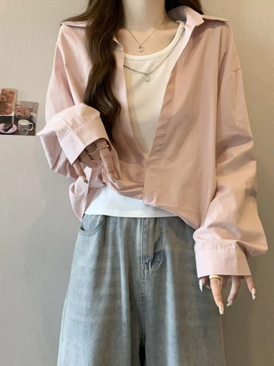 

Spring/Summer New Women's Shirt Loose Commuter Casual Splice Fake Two Piece Top