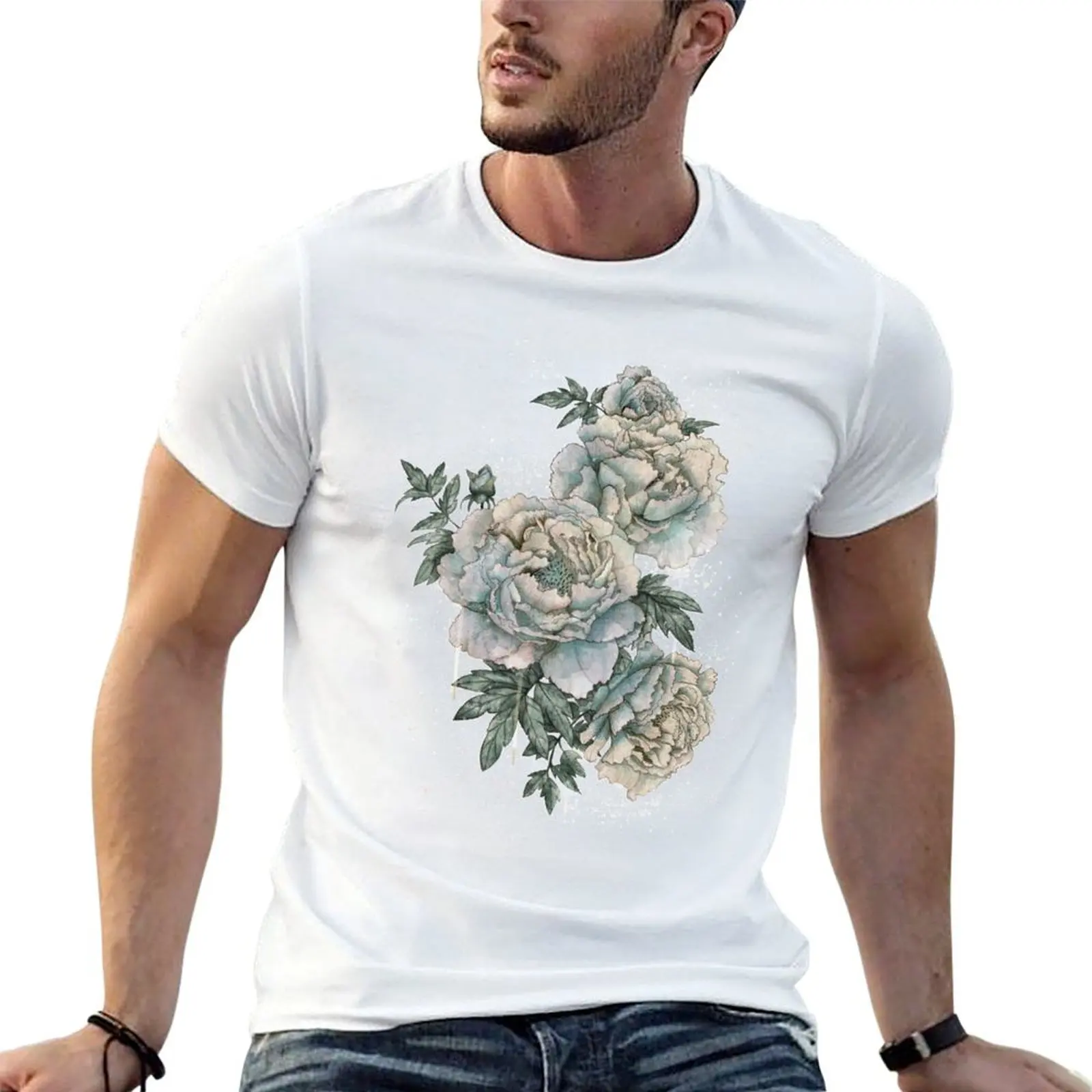 Peony patern dream T-Shirt Casual Daily Outfit T-Shirt