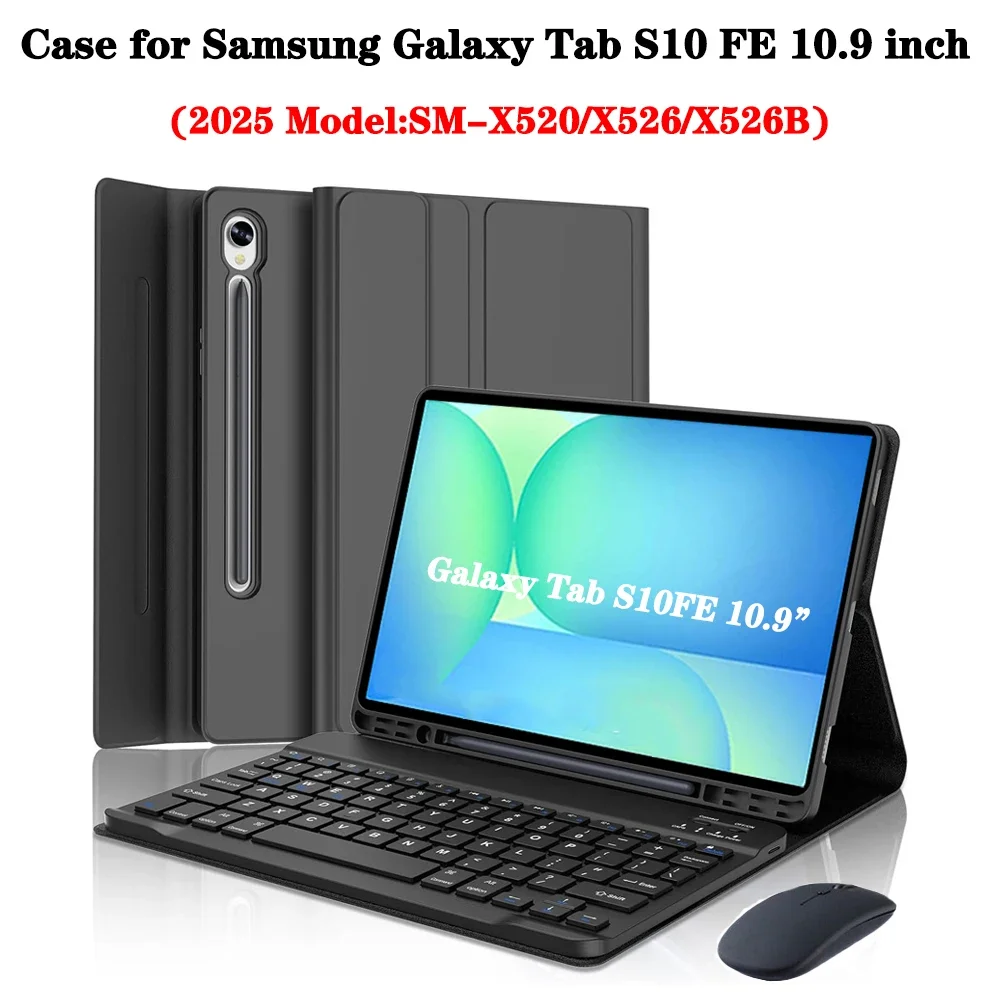 

Case for Samsung Galaxy Tab S10 FE 10.9 lnch,Keyboard Cover for Samsung Galaxy Tab S10 FE 10.9 lnch 2025 SM-X520/X526/X526B