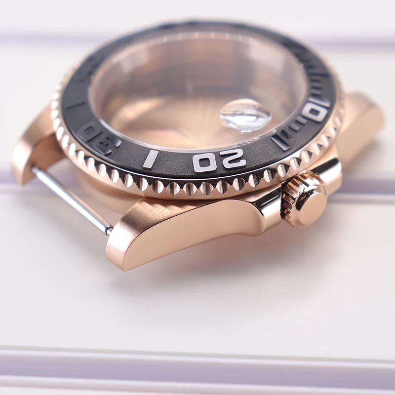 Rose Gold 40mm Watch Case Sapphire Glass For Seiko NH35 NH36/34/38 Miyota 8215 ETA 2824 Movement 28.5mm Dial Yacht Design Style