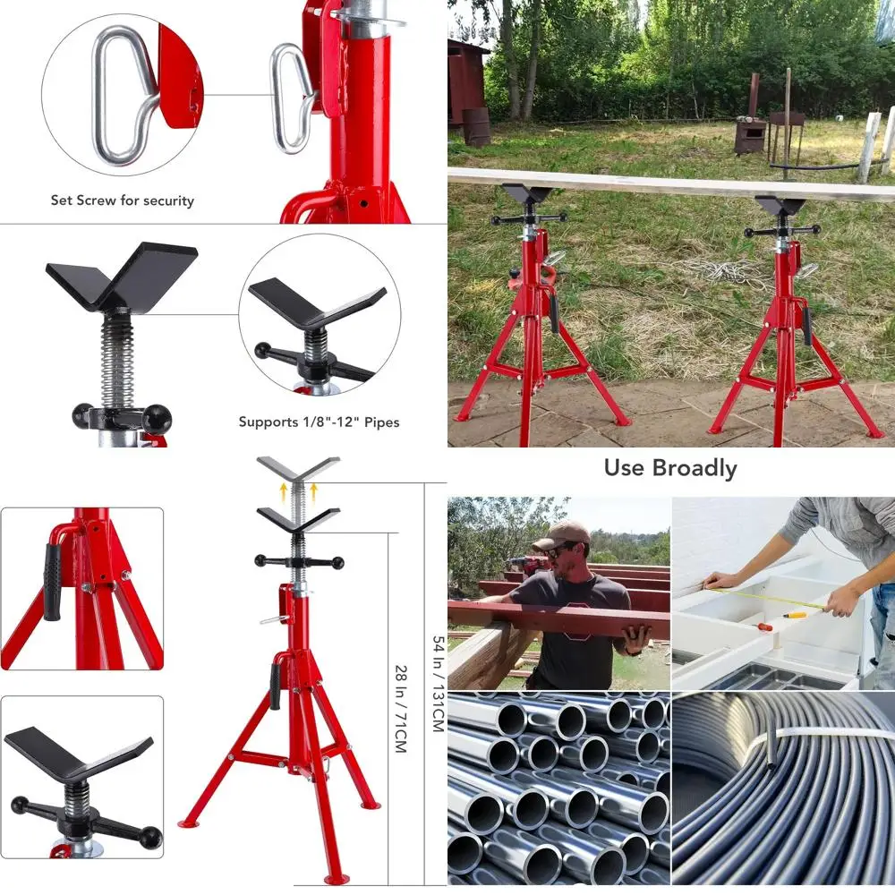 

Регулируемая по высоте опора для труб, диапазон 28-52 дюйма, грузоподъемность 1/8-12 дюймов, 2500 фунтов, сверхпрочная углеродистая сталь, складная и портативная