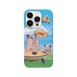 Ins Cartoon Space Hamster Fun Case for IPhone 16 15 14 13 Pro Max 12 Mini 11 Pro PLUS 7 8 SE X XS XR Protective Hard PC Cover