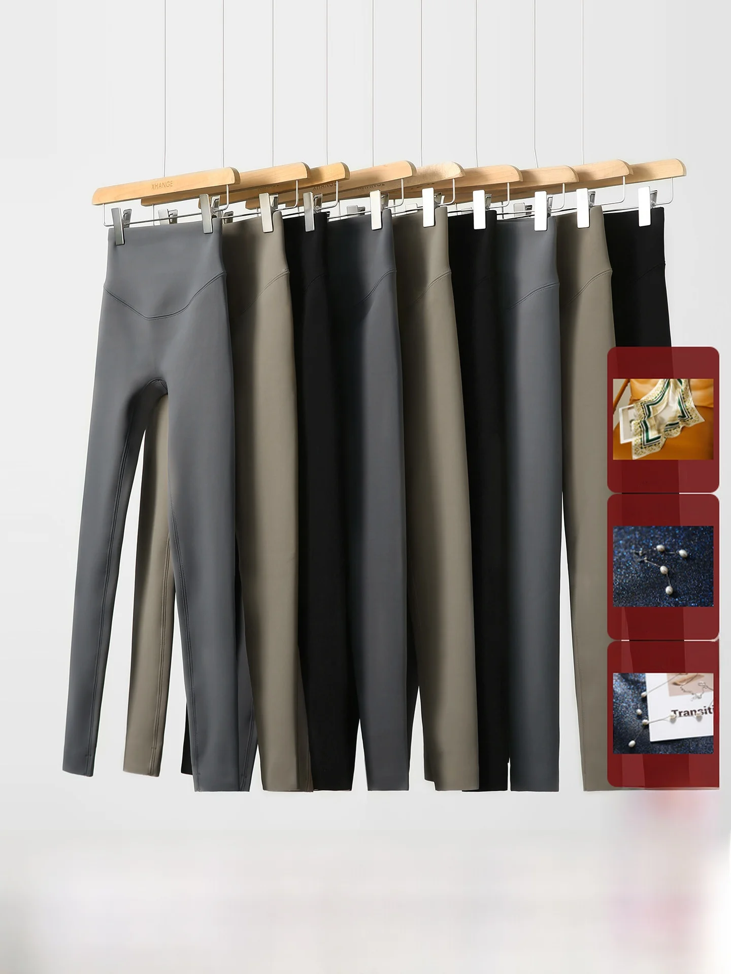 

Xhange ape-a arkskin Pants Fce Lined Base Layer Outerwear Tummy Control Butt Lifting mid Waist Long Leggings