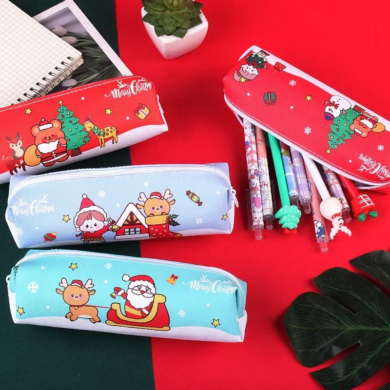 Christmas Tree  Large Capacity Pencil Bag Pen Case Student Cute Ins Zipper Pencil Pouch Stationery Holder School Supplies