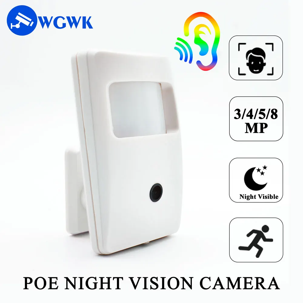 WGWK 3/4/8MP Night Vision Mini POE IP Camera Security Monitor Video 940nm Infrared Surveillance Invisible Human Detection Camera