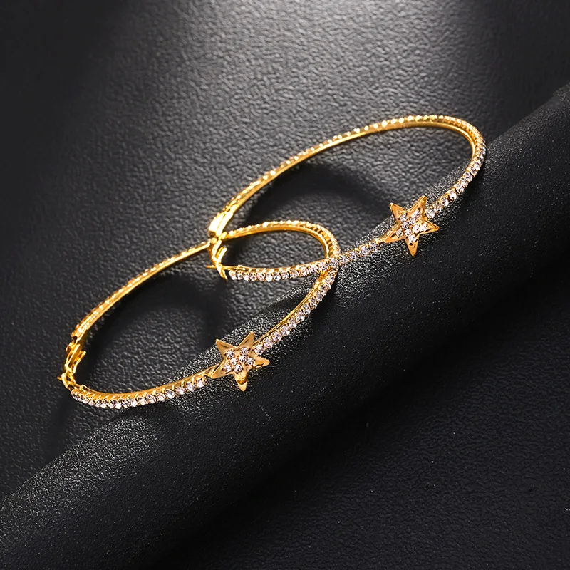 New pentagram earrings niche design sense rhinestone earrings high sense accessories women's earrings