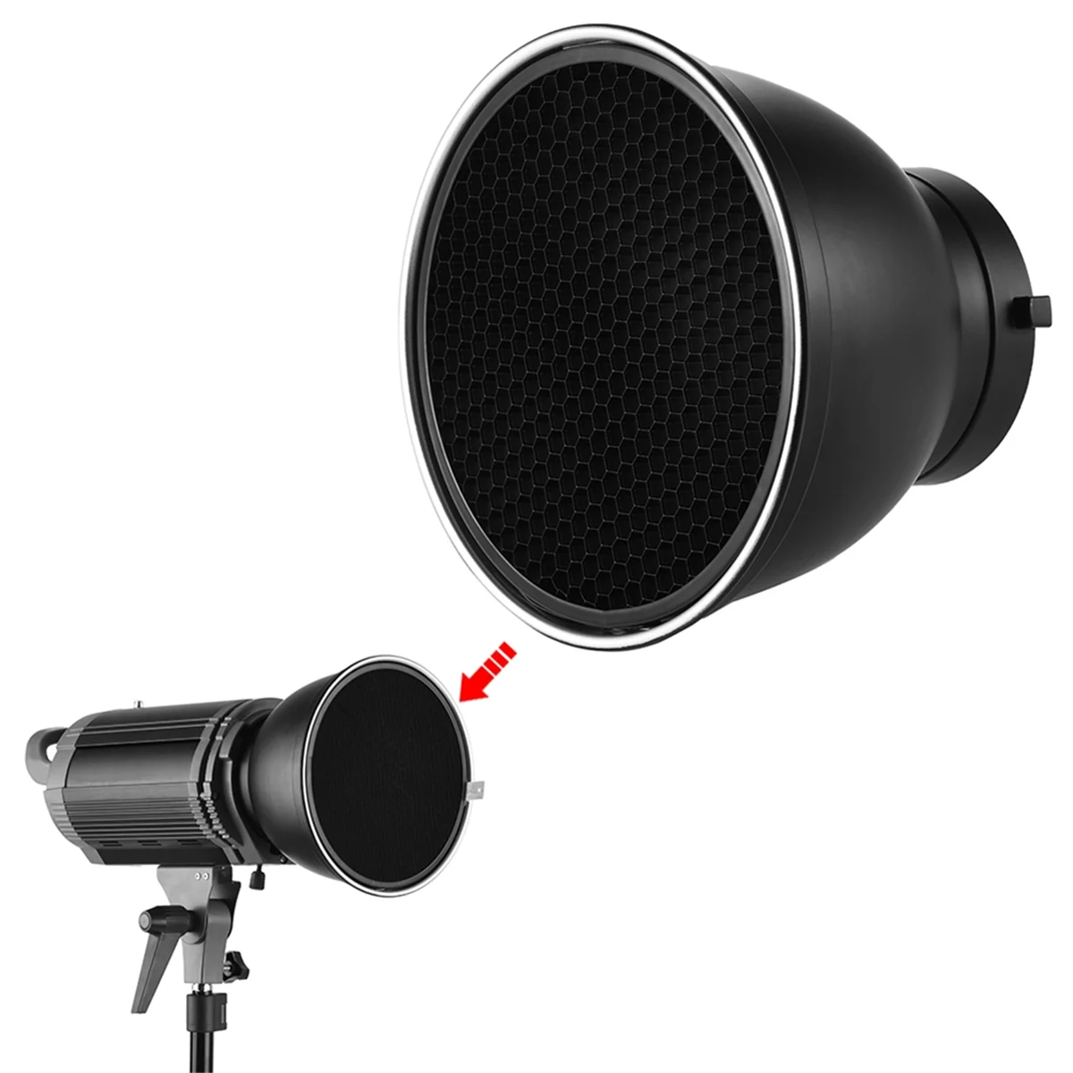 ABJZ 7In طبق غطاء مصباح ناشر عاكس قياسي 60 °   شبكة قرص العسل لـ Bowens Mount Studio Strobe Flash Light Speedlite