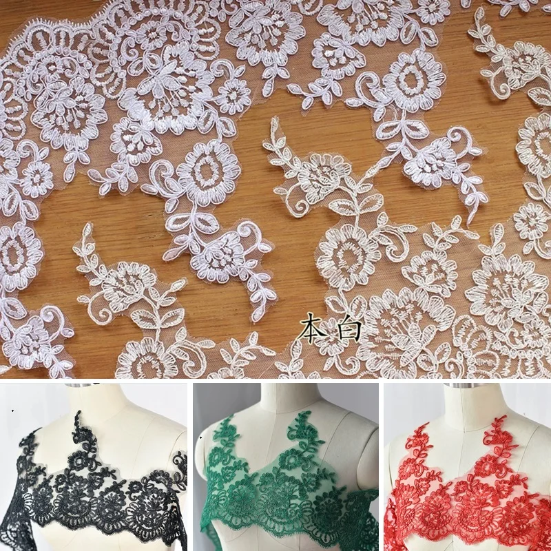 قماش حبال أبيض عاجي لديكور الزفاف، زهرة فينيس، مزين بالدانتيل الشبكي البندقية، حرفة الخياطة، 2 ياردات
