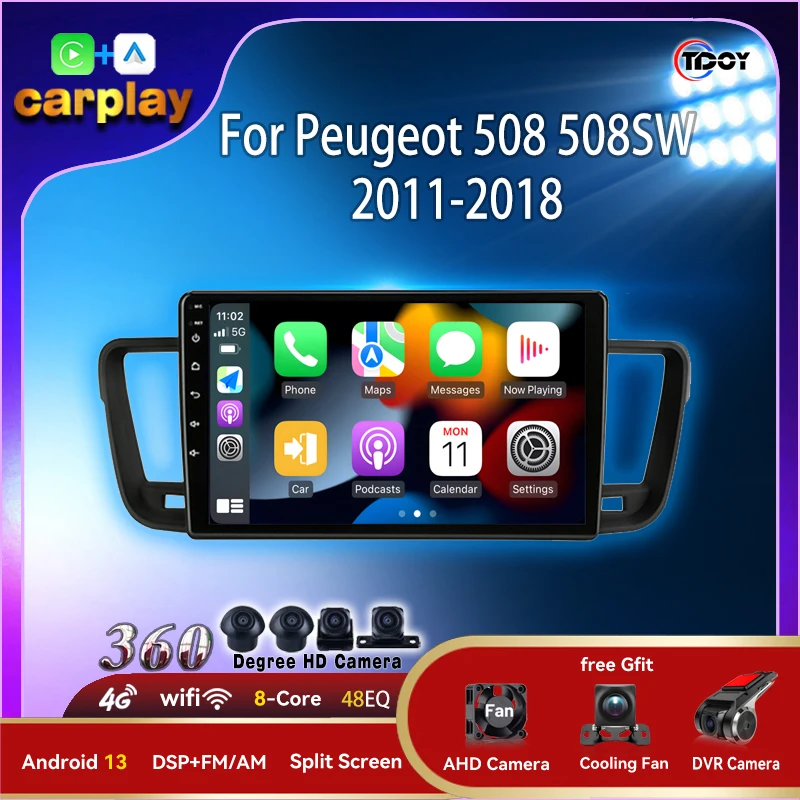 

Car Audio For Peugeot 508 508SW 2011-2018 Multimedia Automotive Radio 2Din Android carplay android auto 4G wifi dsp Auto Radio