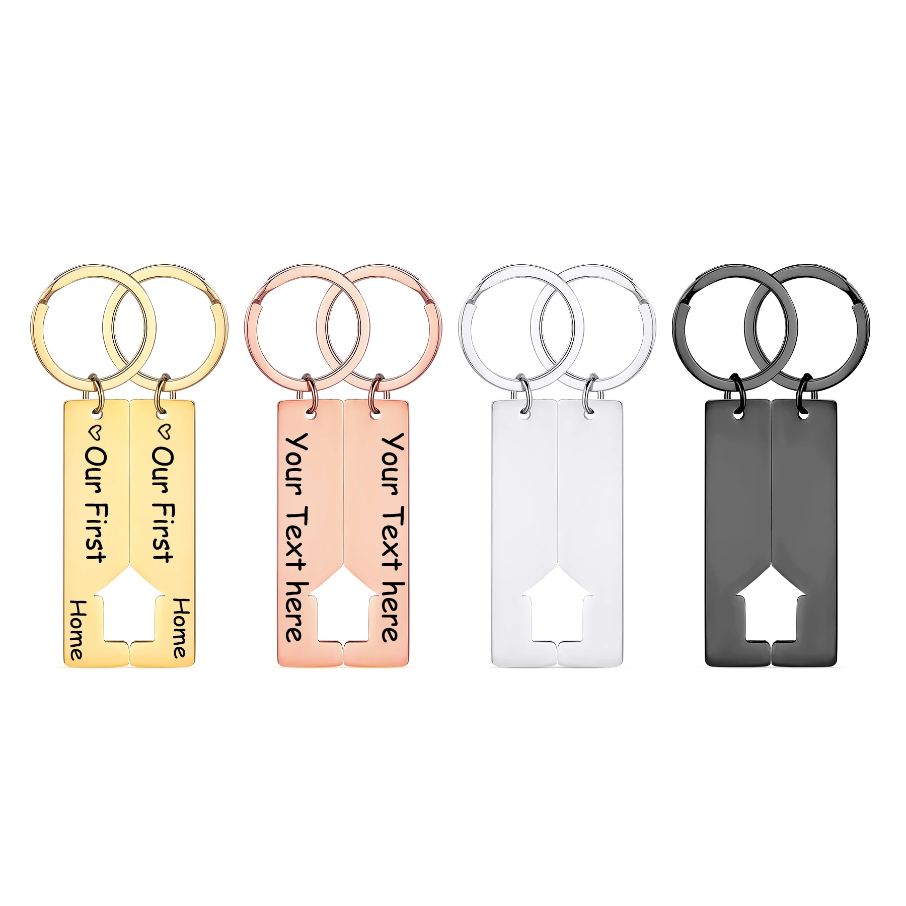 

1Pair Fashion Our First Home Housewarming Gift Stainless Steel Keychain Housewarming Couple Keychain Customized Jewelry
