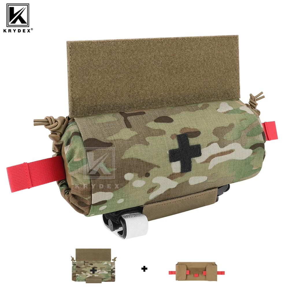 KRYDEX Tactical First AID Trauma Pouch Roll Up Medic Pouch EMT IFAK Dangler Drop Dump Pouch for Vest Chest Rig