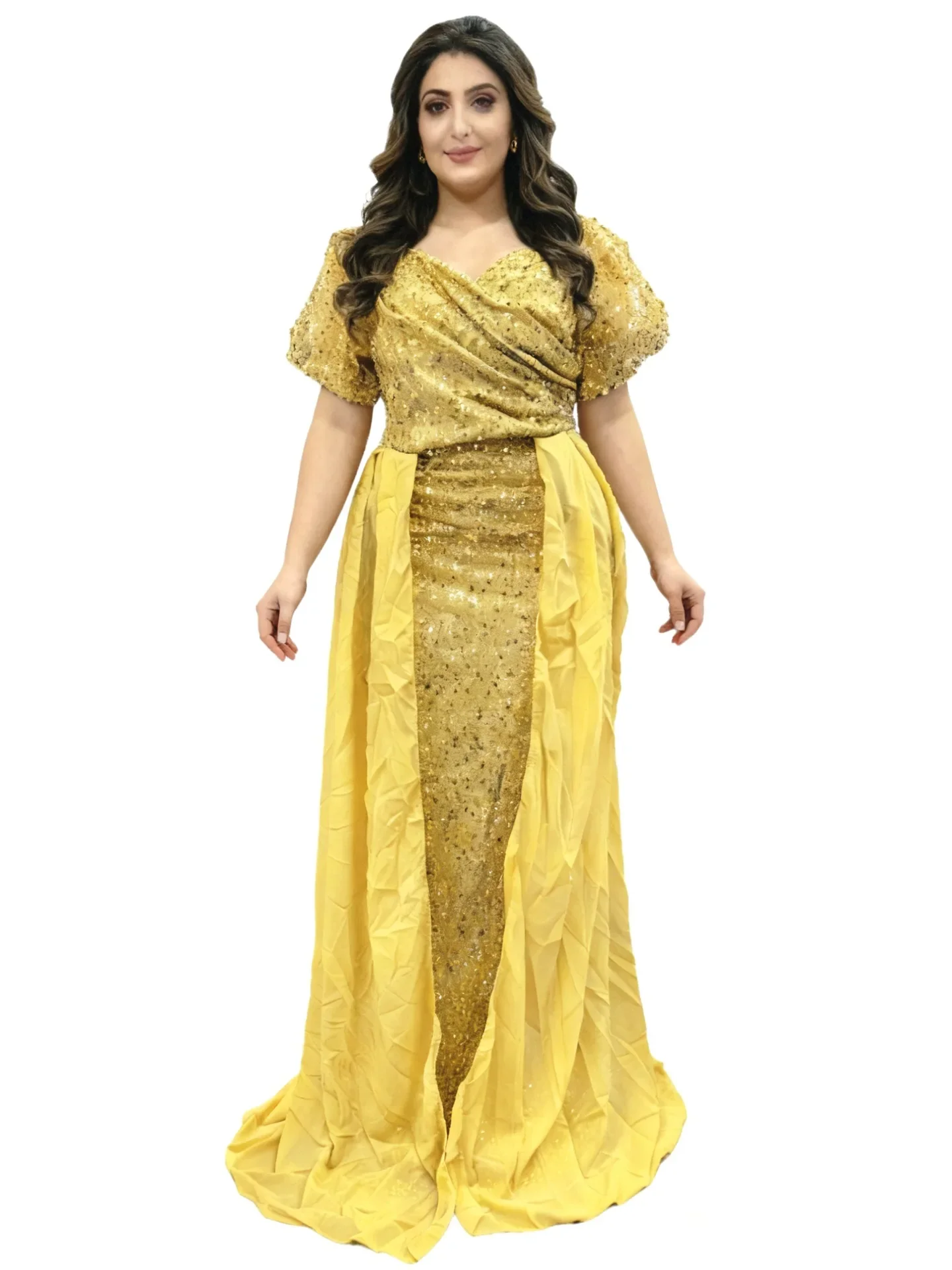 فساتين أفريقية مقاس كبير بالترتر للنساء للخريف أنيقة أفريقية بأكمام قصيرة من البوليستر فستان طويل للحفلات المسائية #2