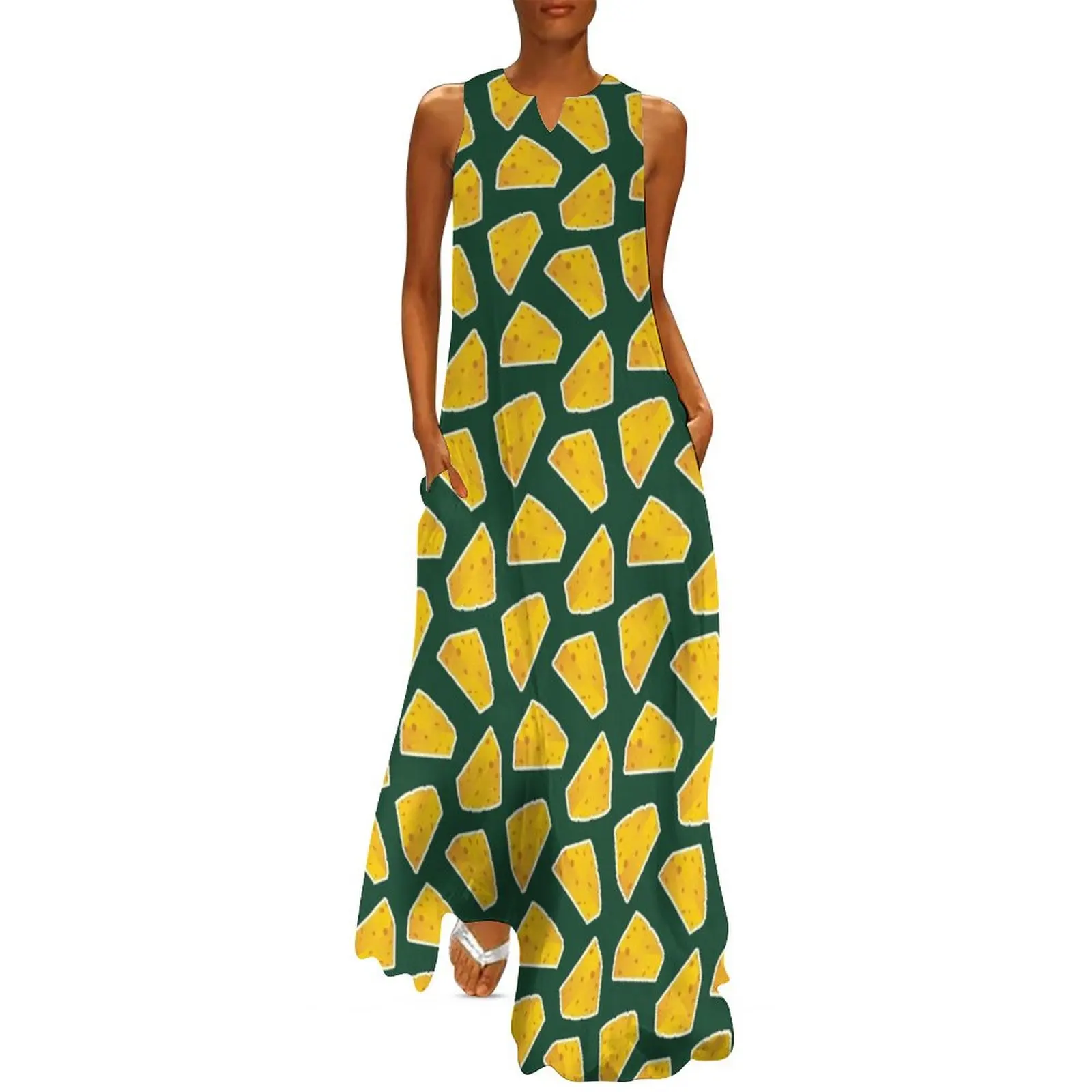 

Green Bay Packers Pattern, Green Background Long Dress wedding dresses for parties Dress for pregnant women beach dress