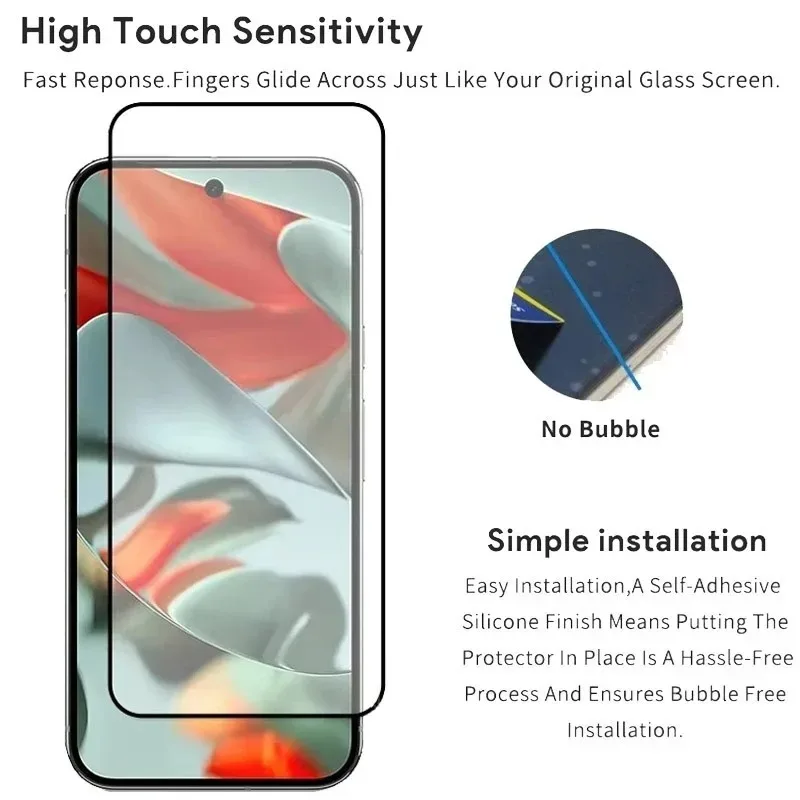 2 Unids. Protector de Pantalla de Vidrio Templado para Google Pixel 9a 8 7 6 Pro 5 4 XL Cobertura Completa Transparente Anti-Huellas Anti-Rayaduras 2