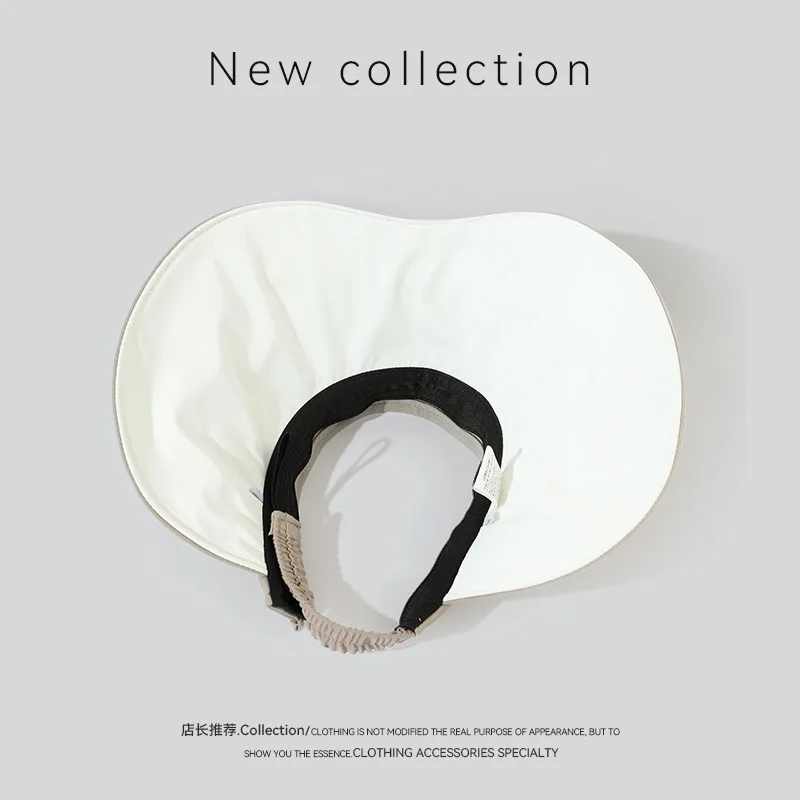 Women Curly Wide Brim Visor Hat With Black Coating UV Protection Ponytail Friendly Portable Sun Hat For Summer Outdoor
