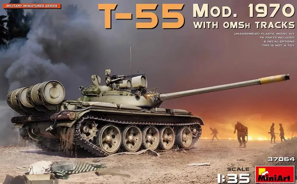 

MINIART 37064 1/35 Scale T-55 Mod.1970 w/OMSh Tracks Modle Kit