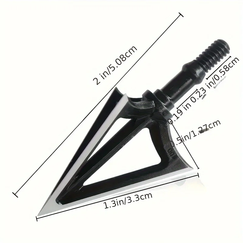 6PK Hunting Broadhead 100 Grain Premium Solid Arrow Tip 3 Fixed Blade Archery Arrowhead for Crossbow and Compound Bow