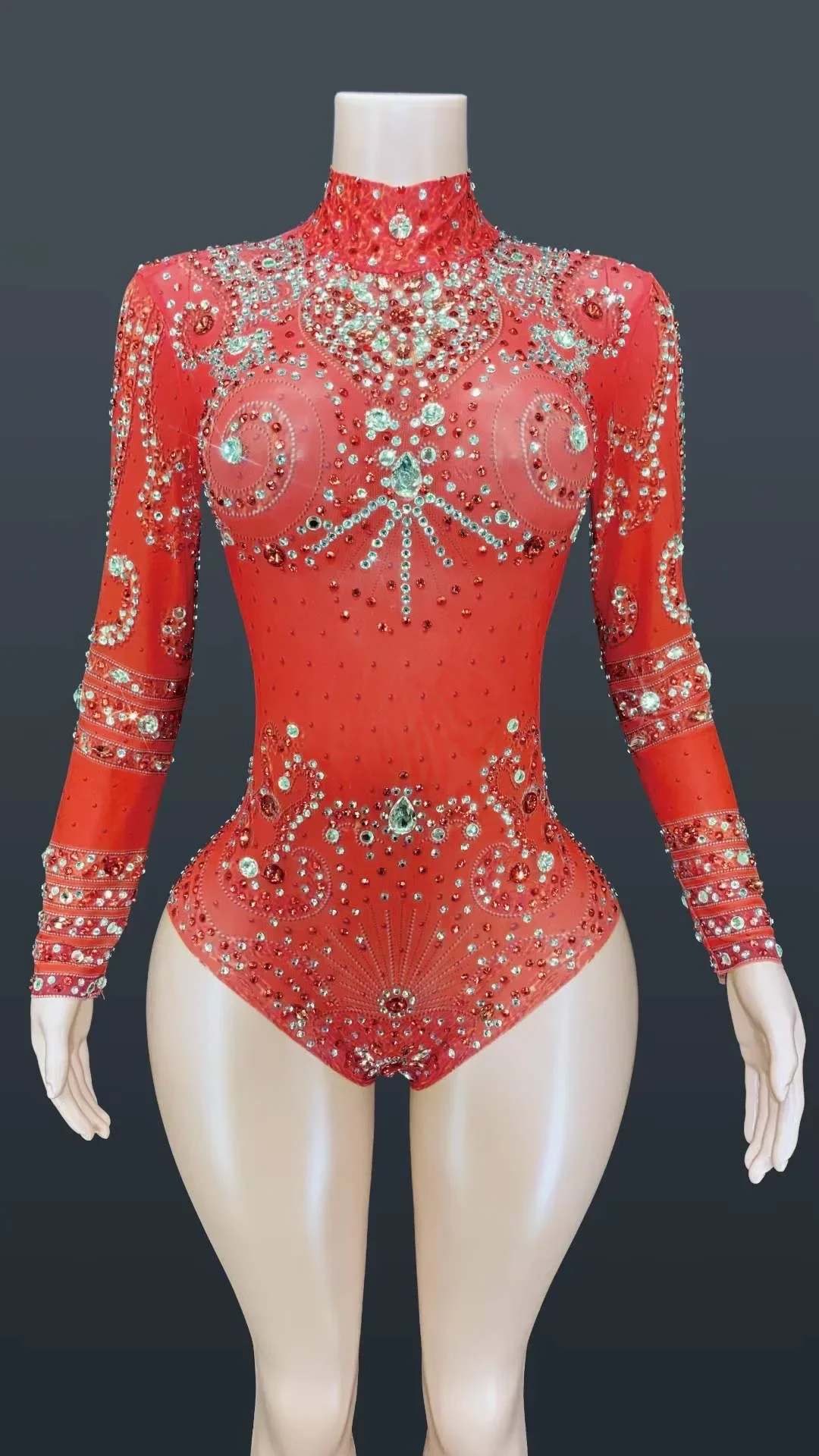 Feminino multicolorido brilhante strass sexy bodysuits boate bar festa de formatura pólo dança 2026 traje de palco