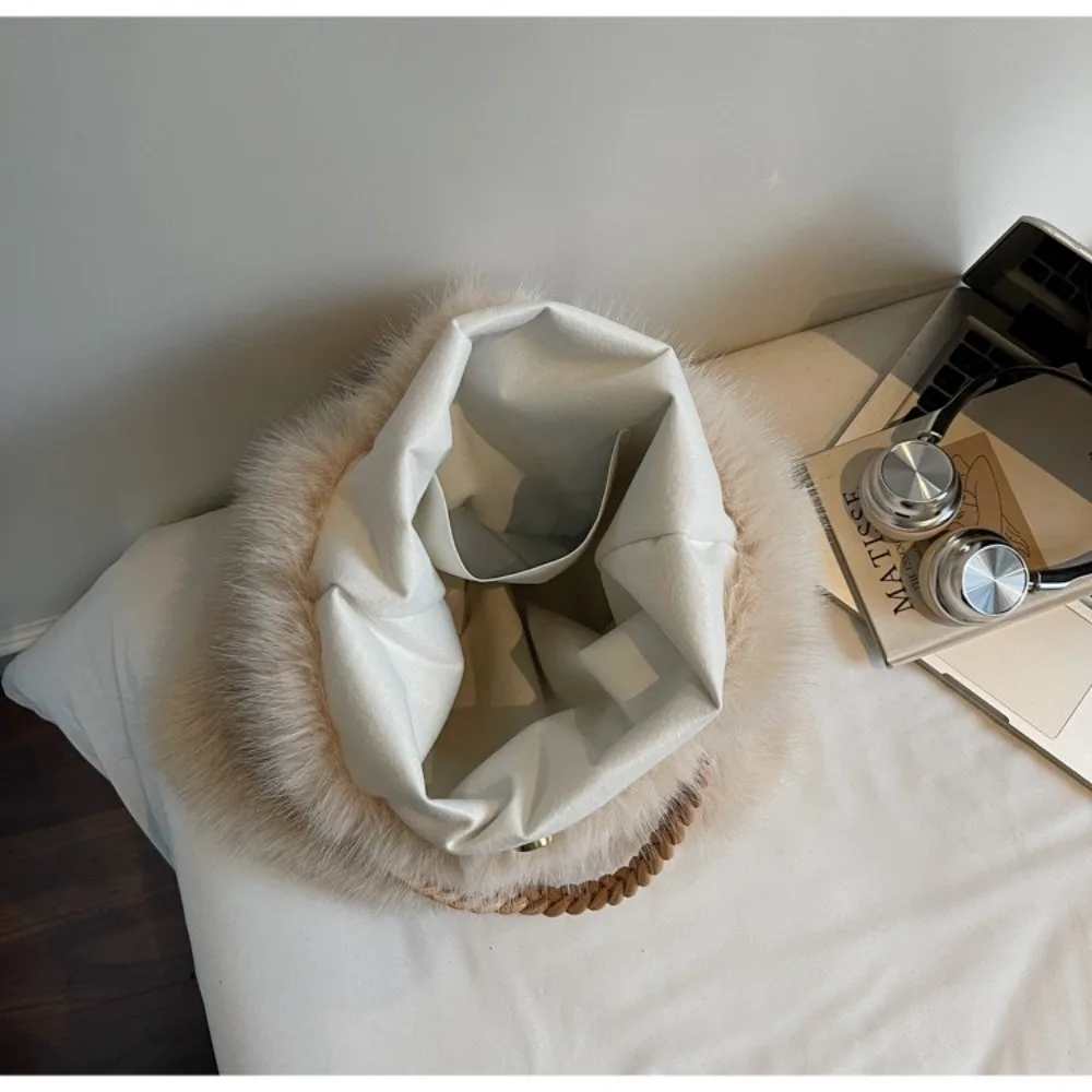 

Versatile Furry Shoulder Bag Large Capacity Tote Handle Bag Autumn Winter Storage Bags Women Handbag