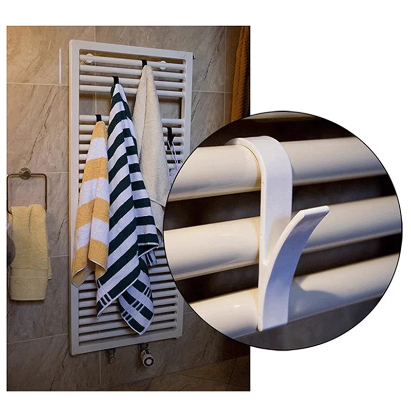 10PCS Bathroom Hanger Clips Heated Towel Radiator Rail Hook Holder Multifunction Drying Rack Hook Towel Clothes Storage Hanger image 4