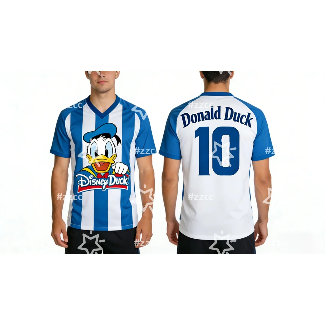 

Футбольная майка с принтом «Дональд Дак» Диснея, осенняя спортивная футболка для отдыха, быстросохнущая мужская футболка, детская одежда, футболка Y2k для женщин
