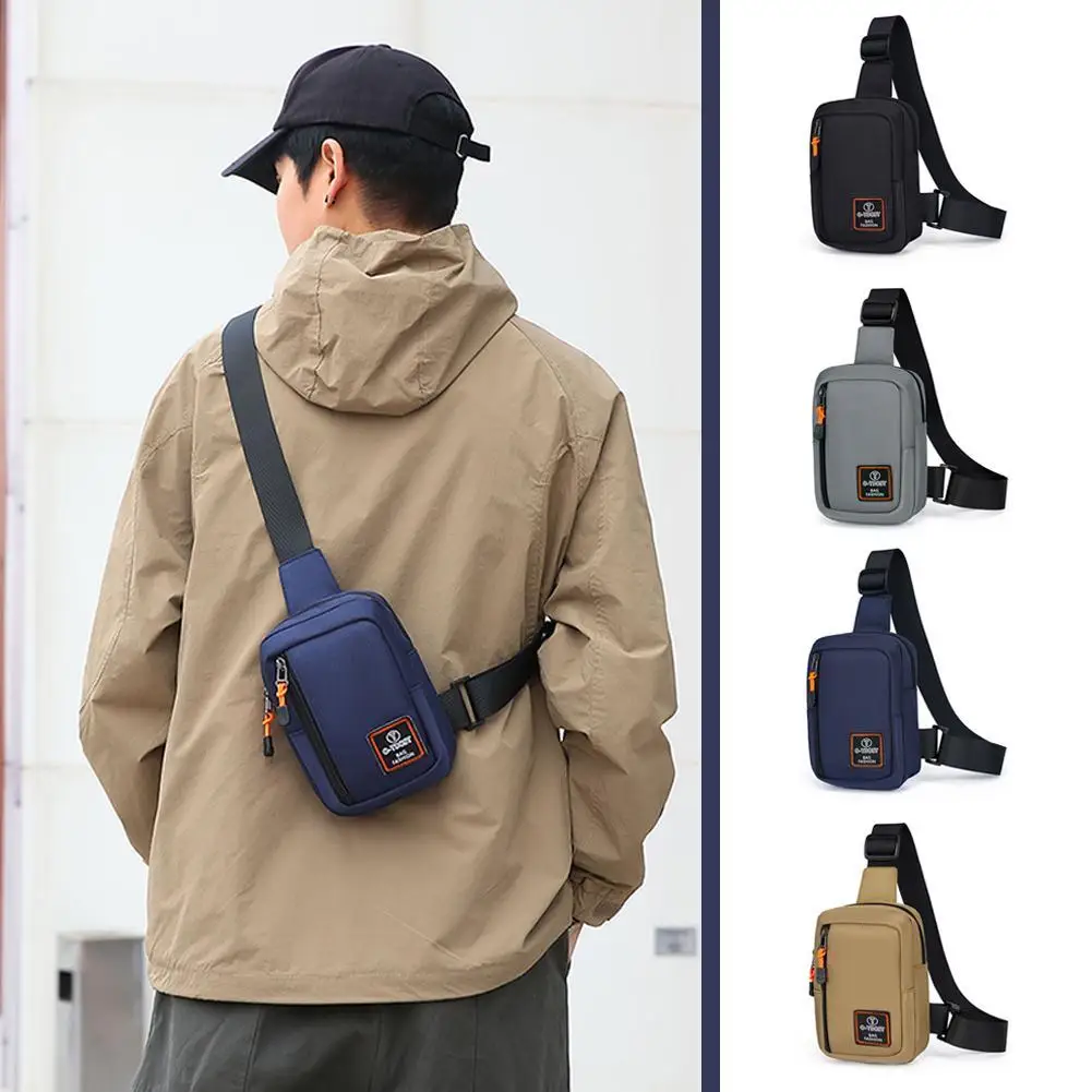 Breast Bag Men's Oxford Cloth Phone Bag Multi-Layer Storage Shoulder Bag Adjustable And Detachable Strap Crossbody Bag Fashion