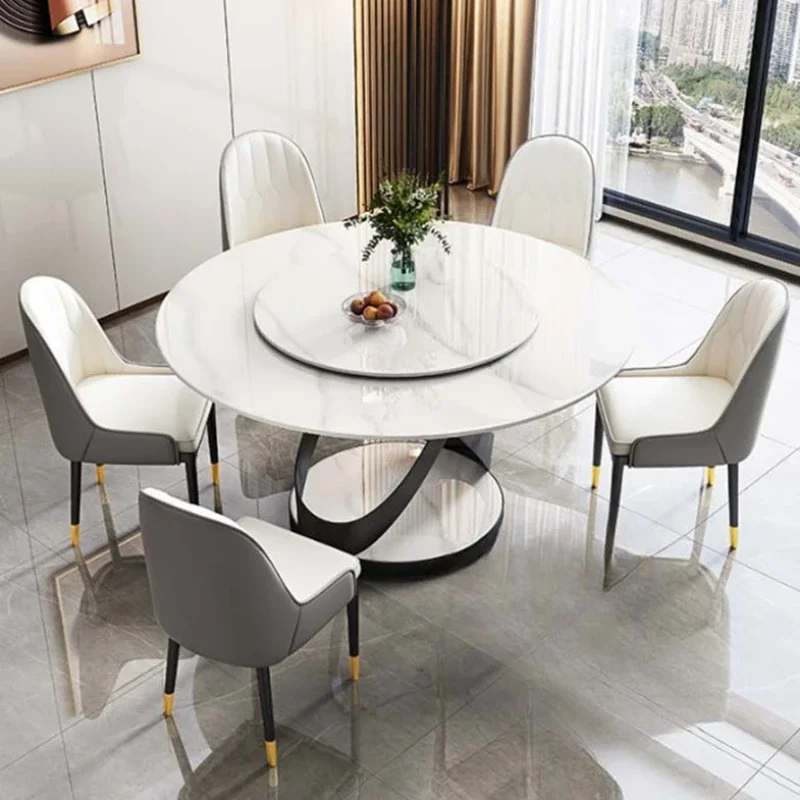 

Designer Round Dining Table Rotator Turntable Kitchen Dining Table Restaurant Luxury Mesa Redonda Comedor Modern Furniture