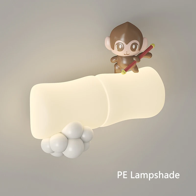 Imagem -06 - Lâmpadas de Parede de Quarto Infantil Macaco Panda Bambu Luz Led Interior Menina Menino Crianças Quarto Cabeceira Luzes Noturnas Vivendo Quarto