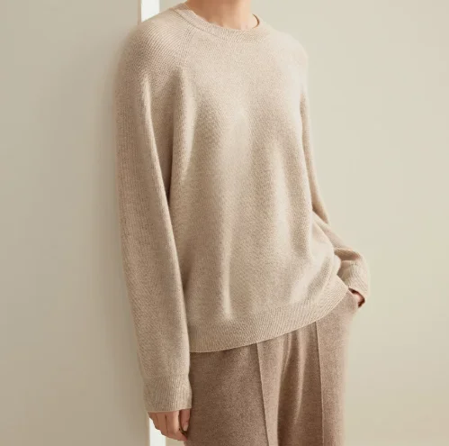 Pure cashmere sweater women's winter new round neck bat sleeve lazy warm knit top