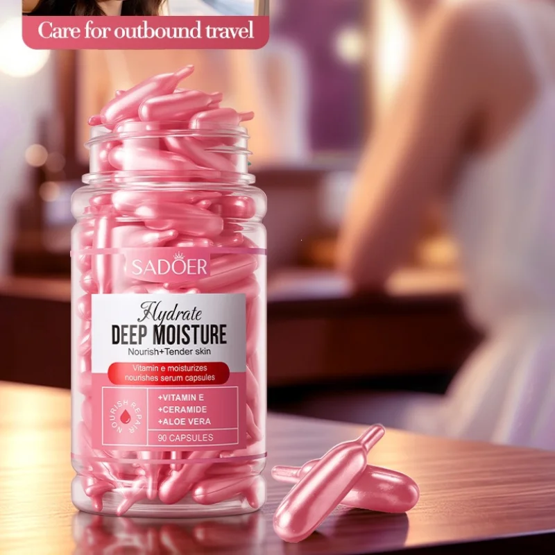 90Capsules/1Pcs Vitamin E Essence Capsule Moisturizing And Nourishing, Make Skin Younger-Looking, Refreshing And Non Greasy