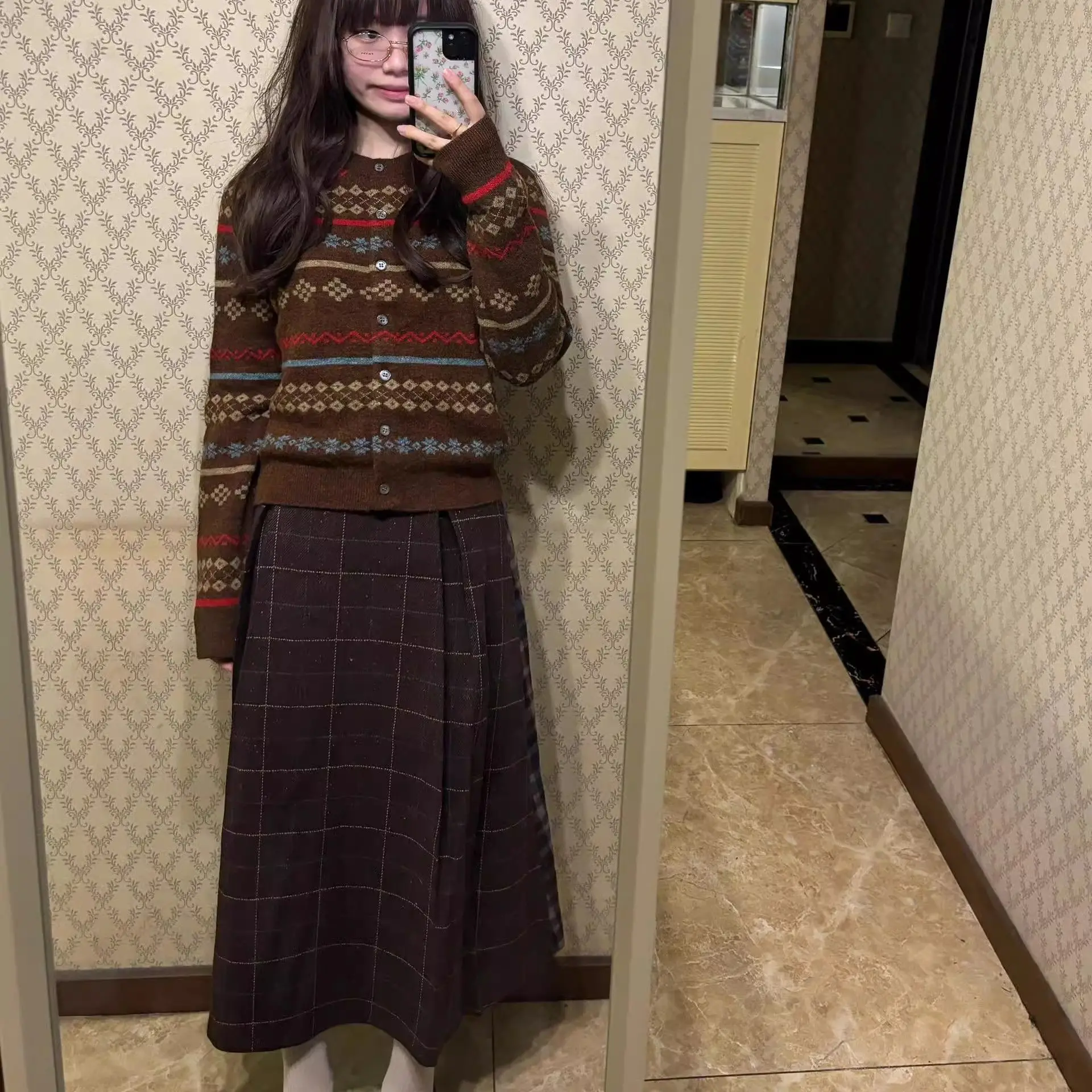 Vintage jacquard malha cardigan feminino outono inverno em torno do pescoço fino ajuste manga longa camisola casaco moda colheita topos