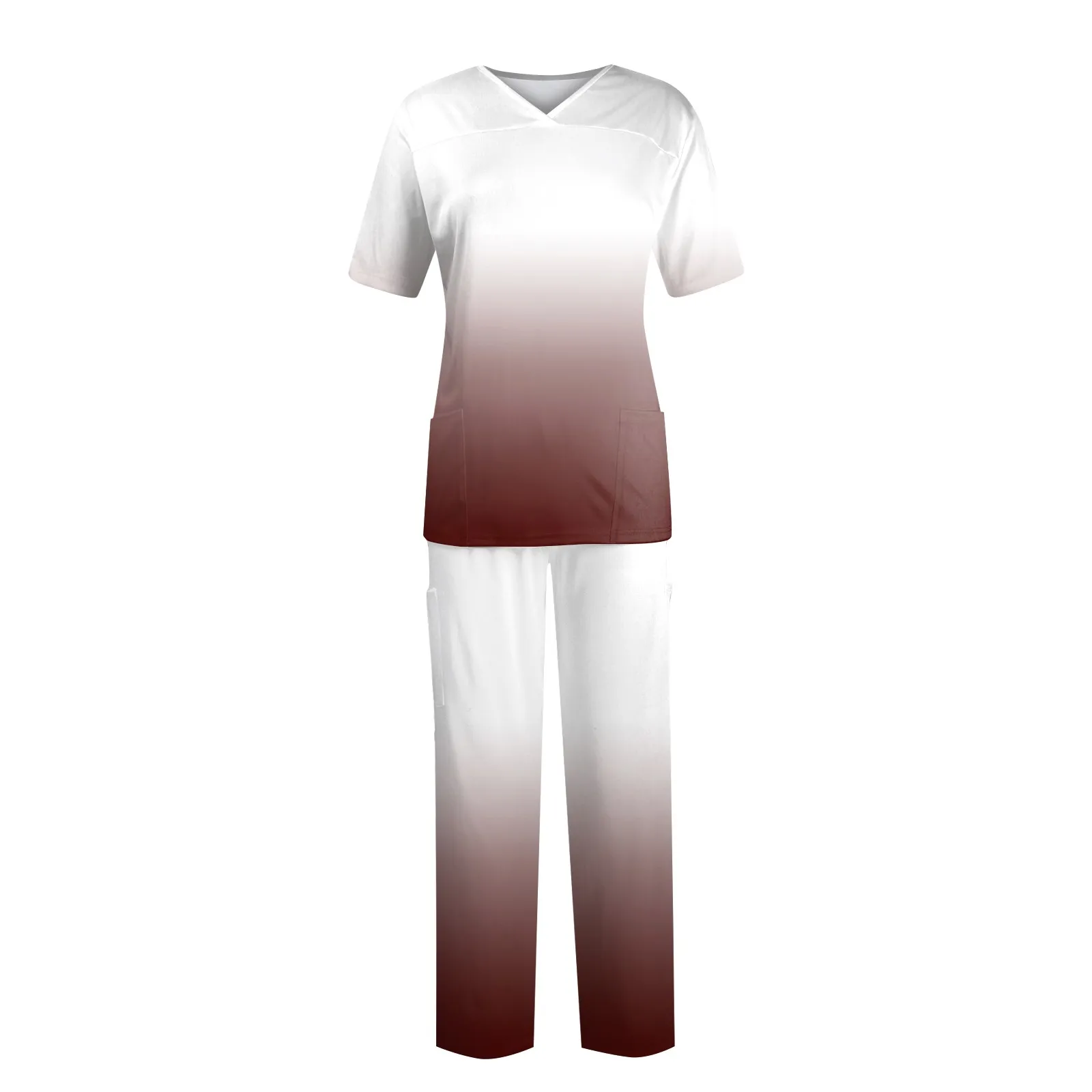 Nurse Uniforms Gradient Woman Scrub Set Nurse Beauty Salon Workwear Clinical Scrubs Top + Pant Spa Nursing Tunic Suit