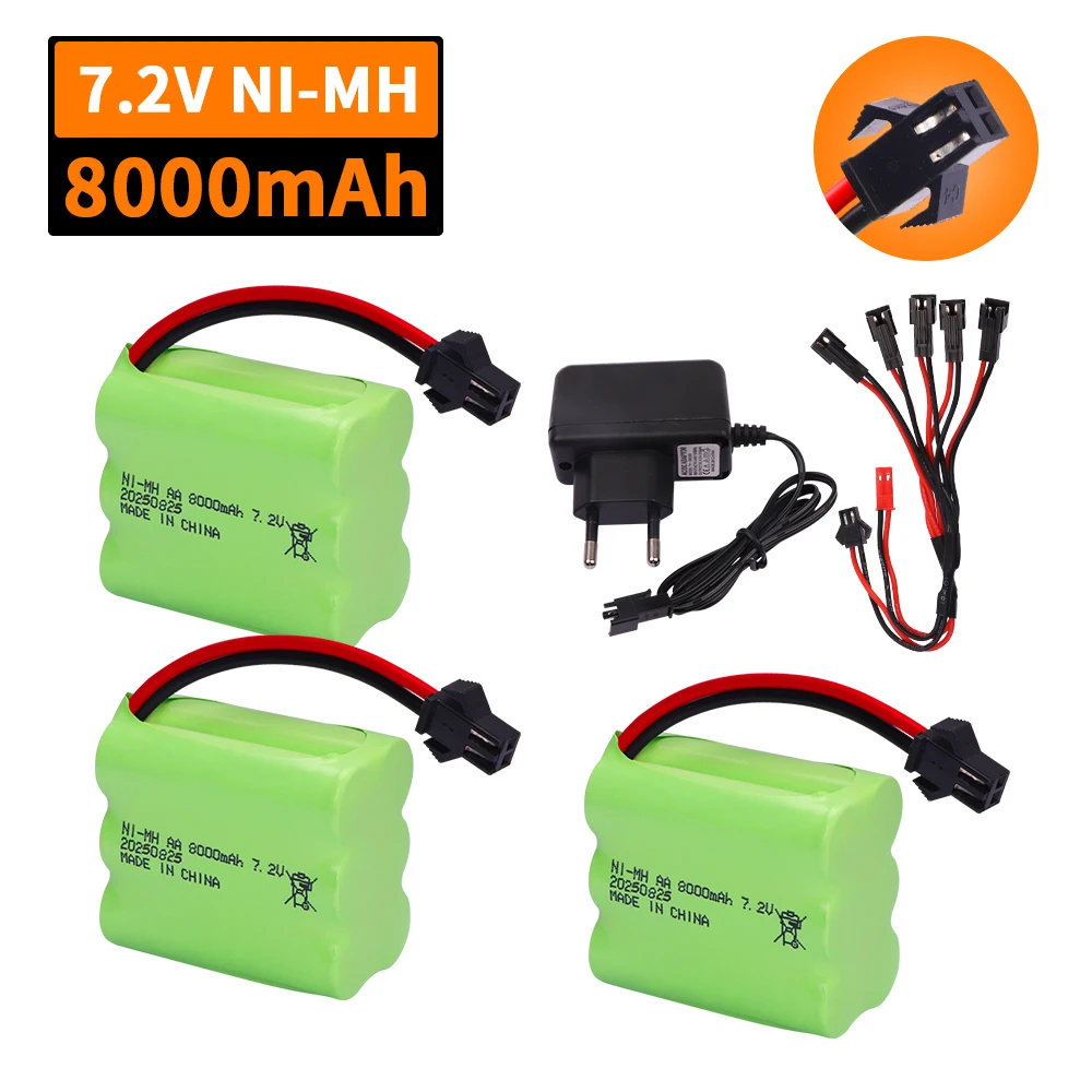 

7.2V 8000mAh SM Plug Ni-MH Battery and Charger Set For RC Cars Robot Tanks Gun Boats Toys Accessories upgrade