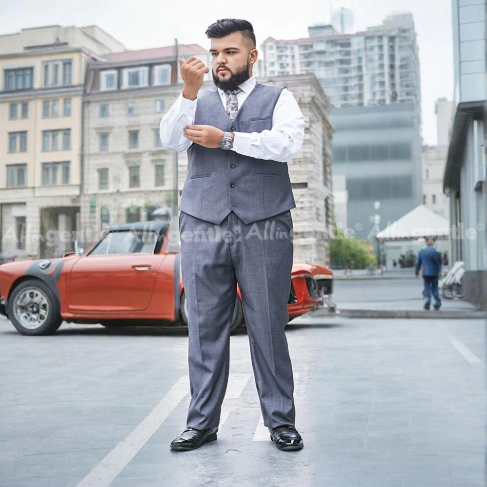 Mens Big and Tall Business Suits 2 Piece Vest & Pants Set for Formal Events