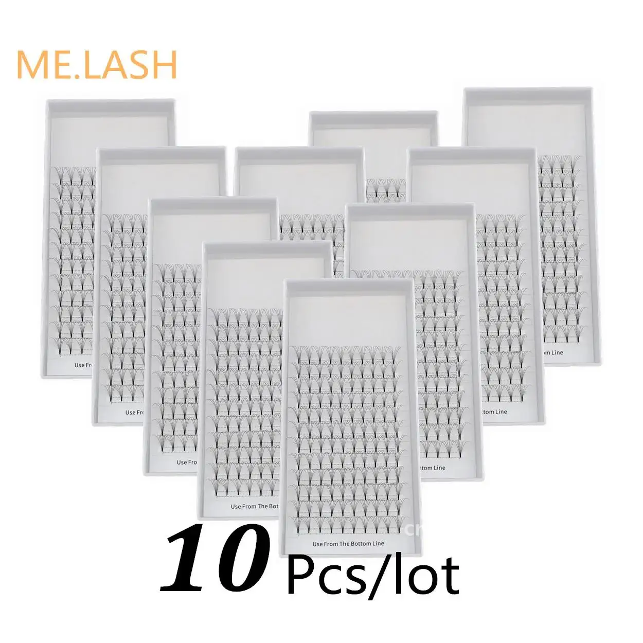 10 Pcs/lot 3D 4D 5D 6D Pre-made Fans Lashes Pointy Stem Eyelash Extensions High Quality Premade Faned C D Curl Lash Trays