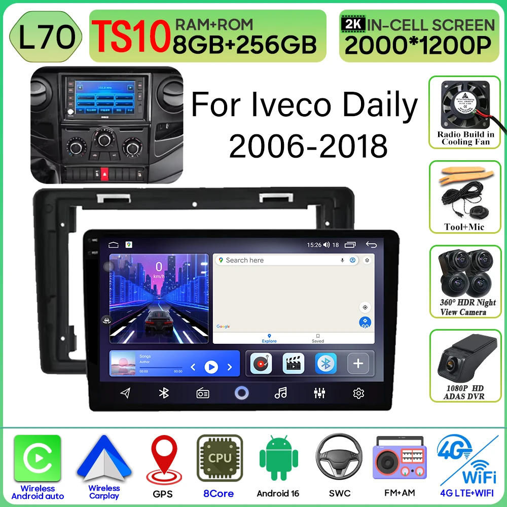 Android 16 Carplay Voor Iveco Daily 2006-2018 Video Autoradio GPS Navigatie Auto Monitor Autoradio Geen 2din Scherm GPS DVD Video