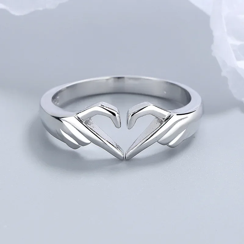 Romantic Hands Than Heart Ring Geometric Palm Love Gesture Couple Fashion Minimalist Rings Wedding Rings Custom Jewelry