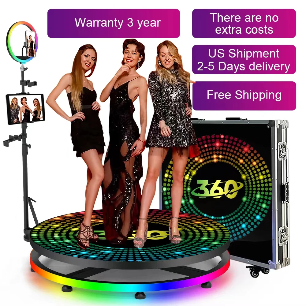 

360 Photo Booth Machine 60-100cm Automatic Rotating Selfie 360 Camera Photobooth with App control for Wedding Party Events