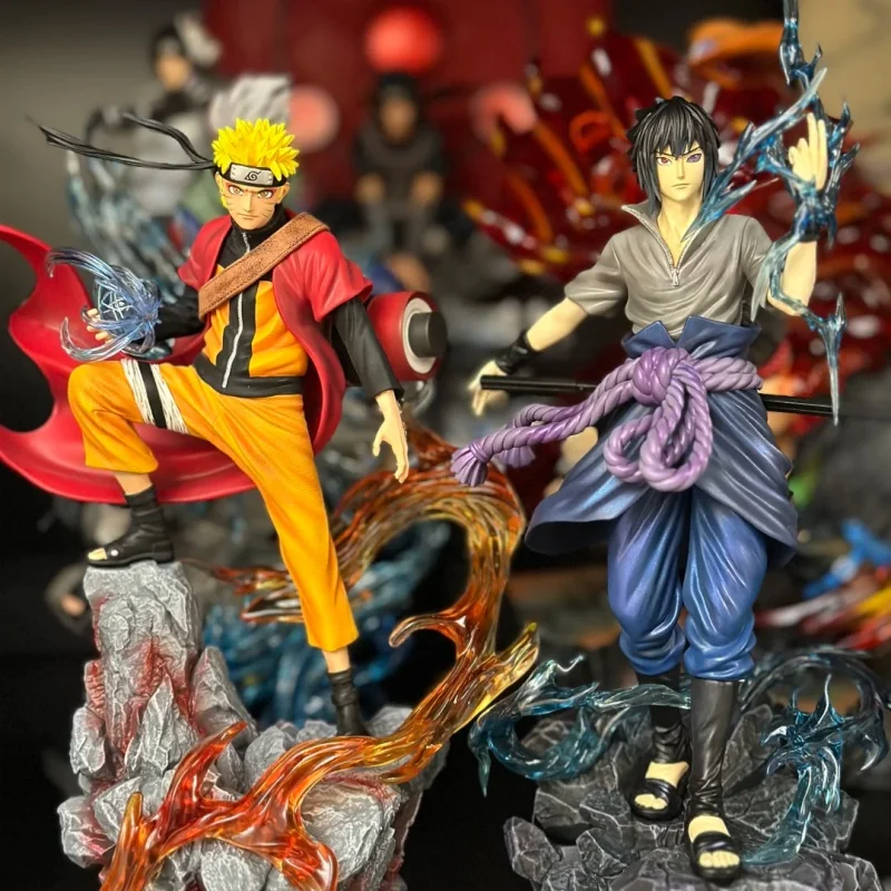 In Voorraad Naruto Anime Figuur Uzumaki Naruto Uchiha Sasuke Action Model Pvc Standbeeld Desktop Ornament Collectible Toy Festival Gift