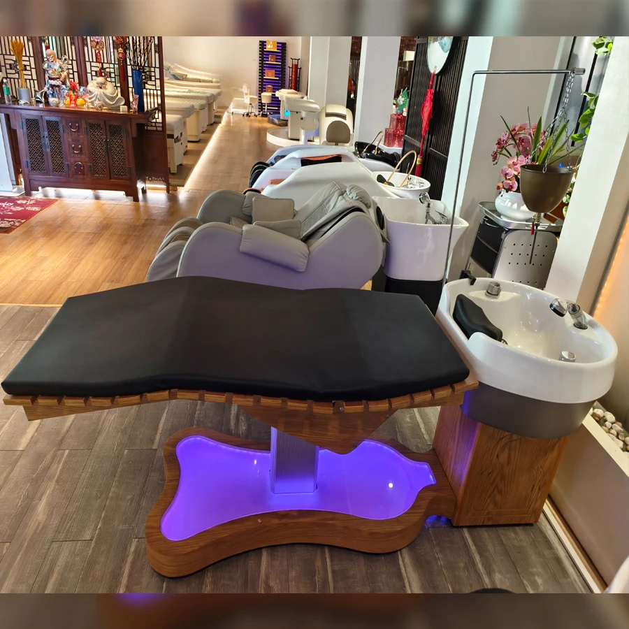 

Sillon Reclinable Eléctrico Para Lavado De Pelo Masaje Integral Para Spa Salon Electric Massage Shampoo Bed