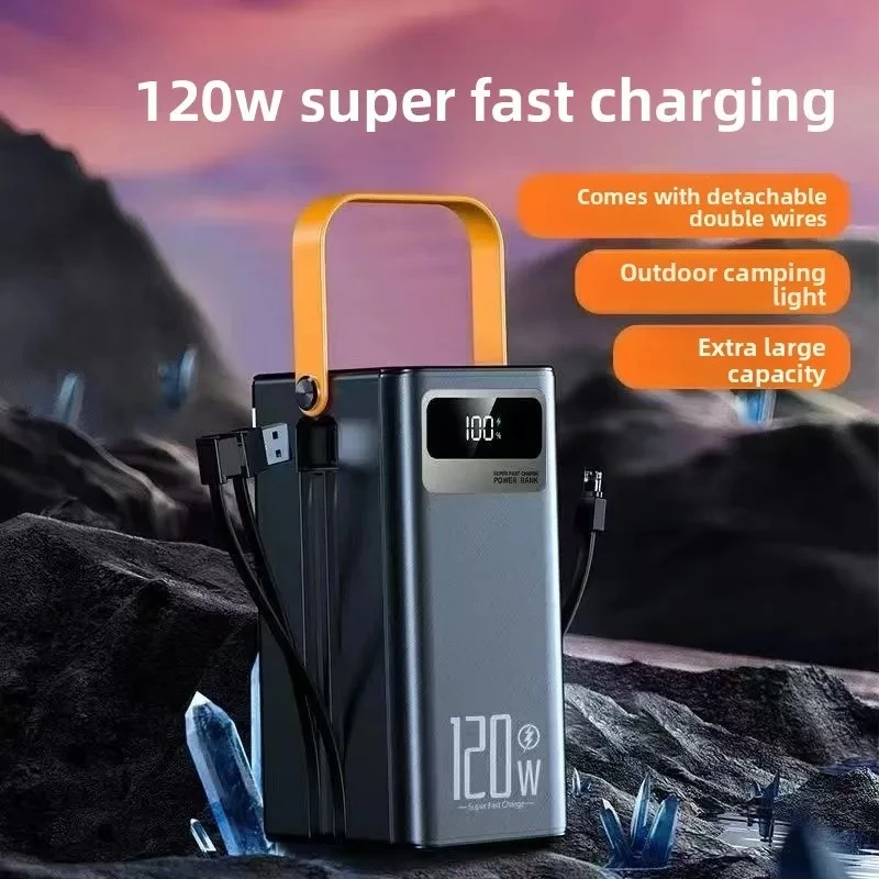 50000mAh 120W PD20W Fast Charging For iPhone For Samsung For Xiaomi Outdoor Camping Mobile Power Supply Large Capacity