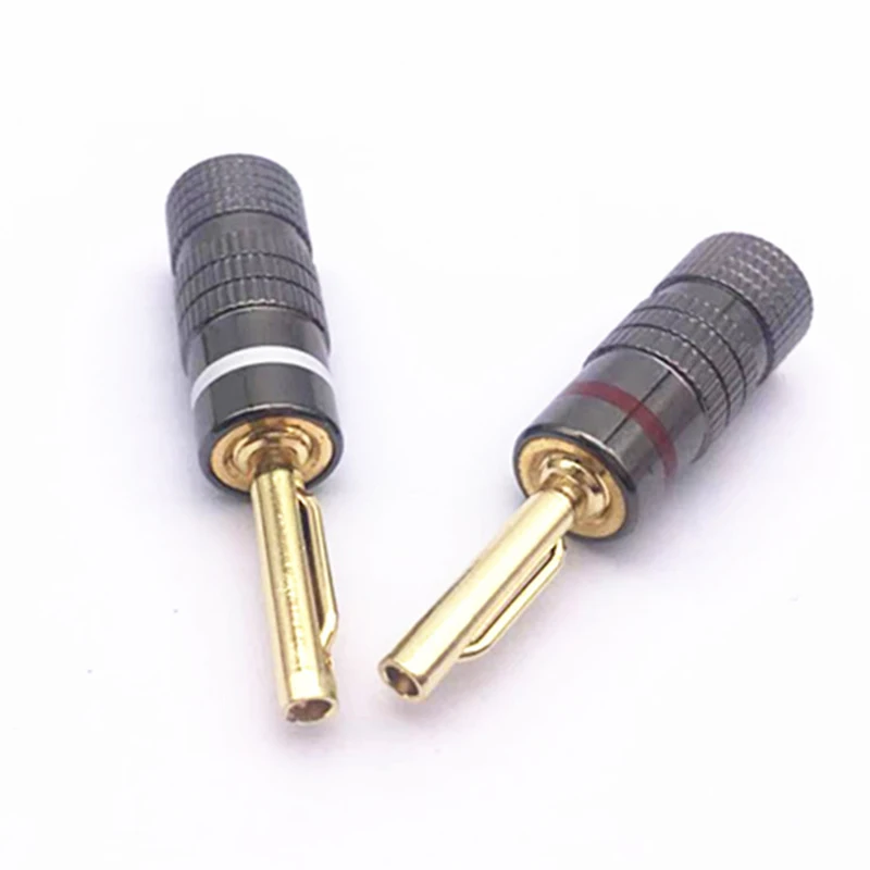 2pcs/1pair Copper gold-plated aluminum shell spring banana head 4MM banana plug line line speaker socket speaker wire connector