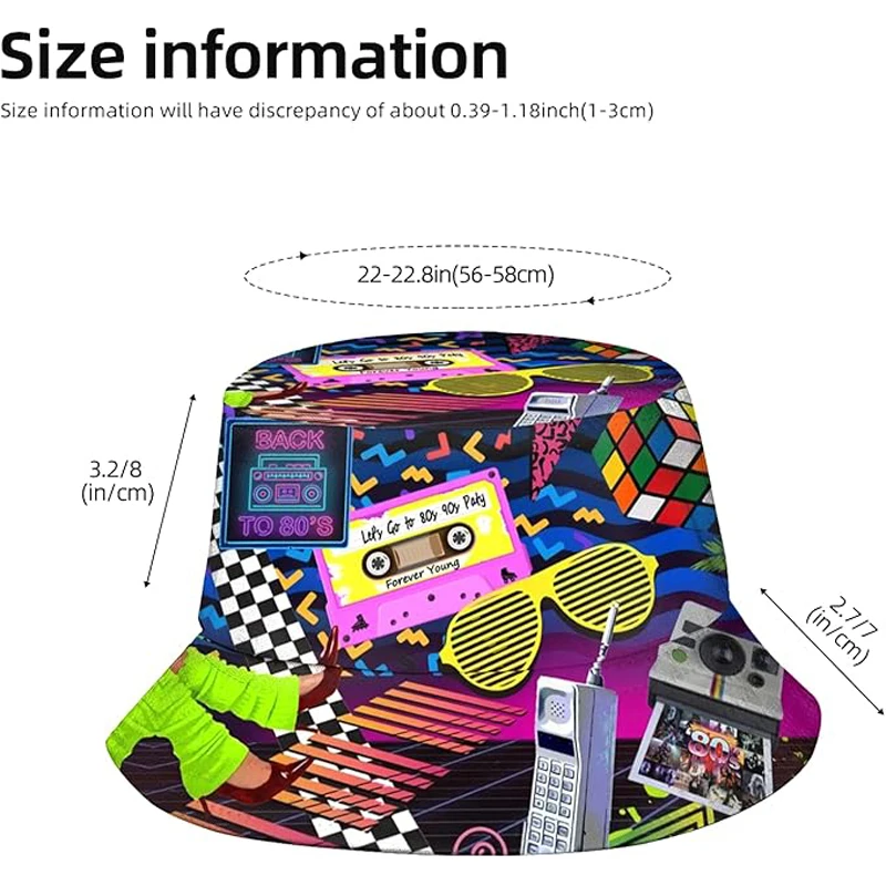Fashion Retro 80s 90s Bucket Hat Rave Festival Party Outfit for Women Men