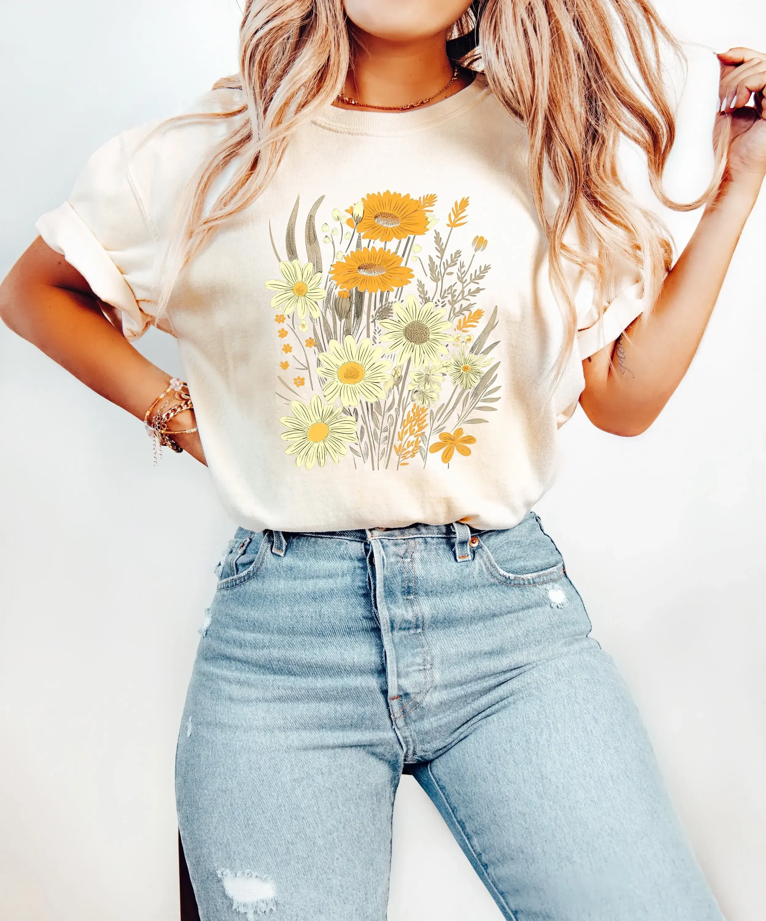 Summer Floral  T Shirt Flower Collage Vibes Plat Life Vintage Cottage Core Retro Wild Flowers